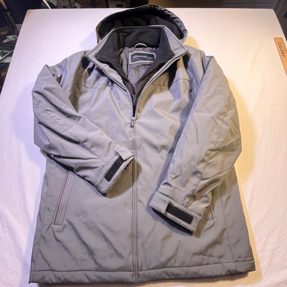 Weatherproof Light Gray Men's Raincoat with Hood